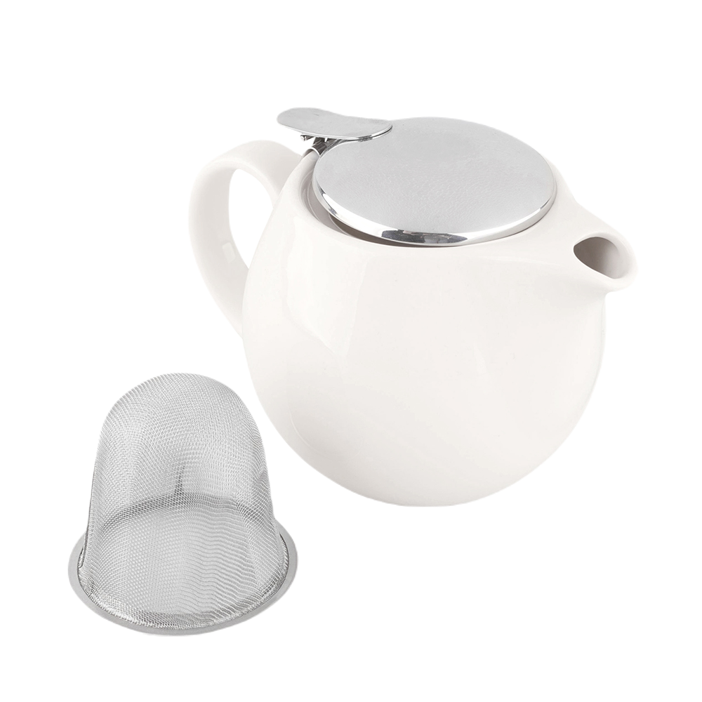 Czajnik Z Zaparzaczem 450 ml Porcelana Kremowa W Opasce